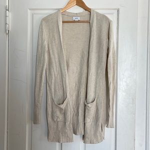 Old Navy Long Knitted Cardigan Dual Pockets XS Light Beige